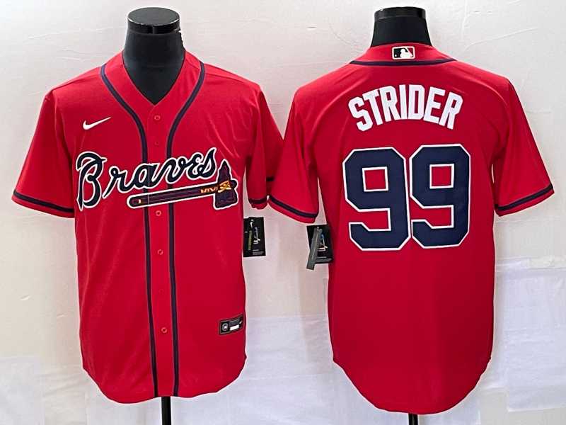 Men's Atlanta Braves #99 Spencer Strider Red Cool Base Stitched Baseball Jersey,We sell and wholesale Men's Atlanta Braves #99 Spencer Strider Red Cool Base Stitched Baseball Jersey on line form chian!